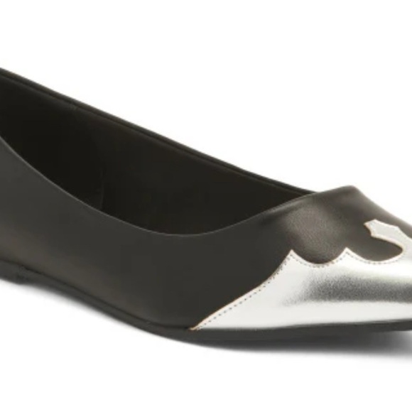 BAND OF THE FREE Gald Metallic pointed Toe black silver Western Flats size 9 NWT - Picture 12 of 13